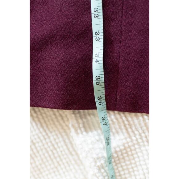 Vintage 90s  Wool Pea Coat Raspberry Maroon Burgundy S Golden First SMALL FLAW - Picture 7 of 7
